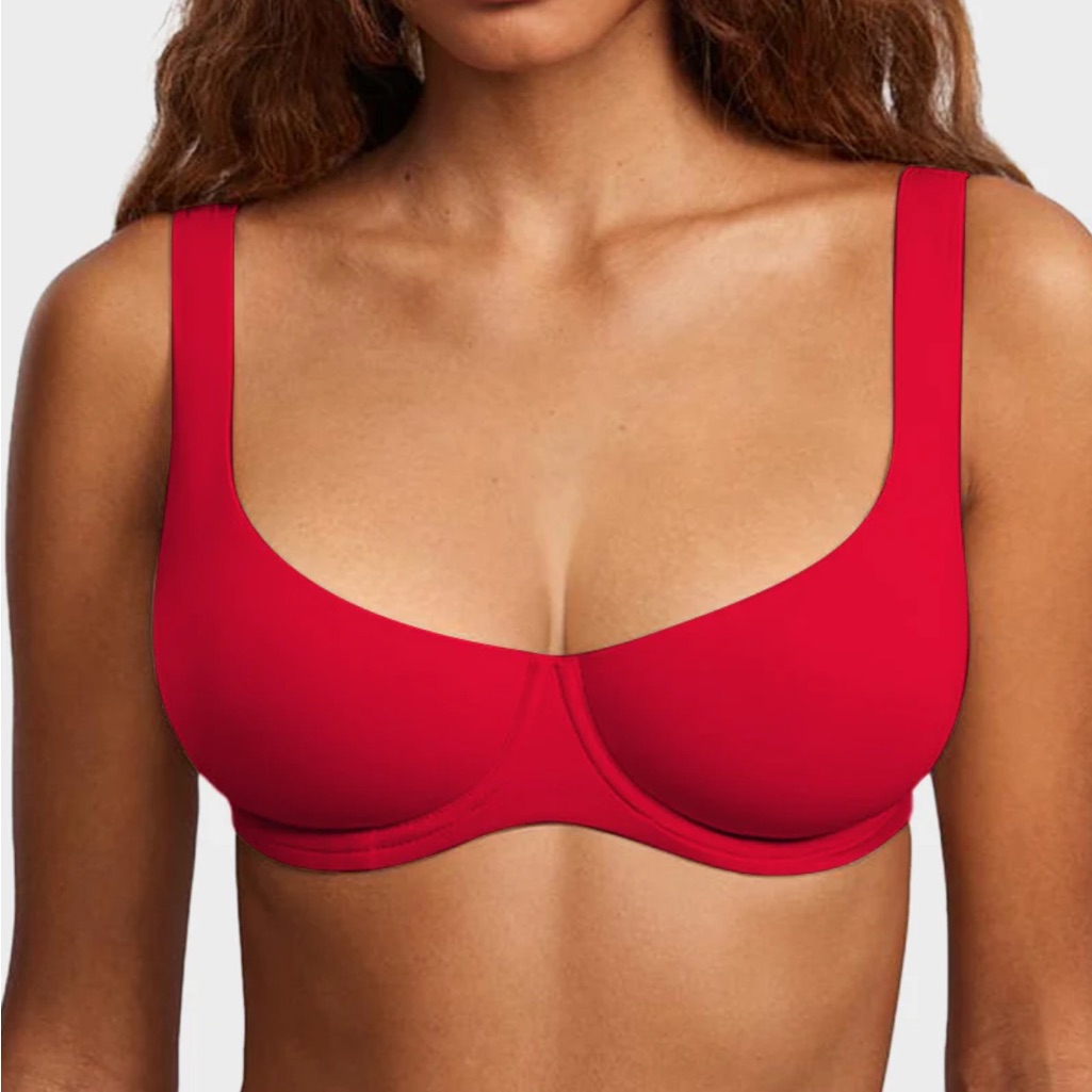 Smooth Red Underwire Bra With Supportive Straps